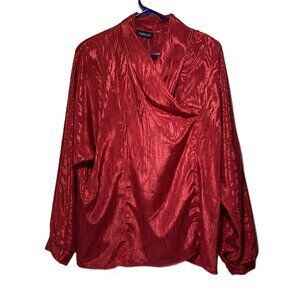 Vintage CB Boutique USA Red Silky Draped Crossover Neckline Tiger Strips Large